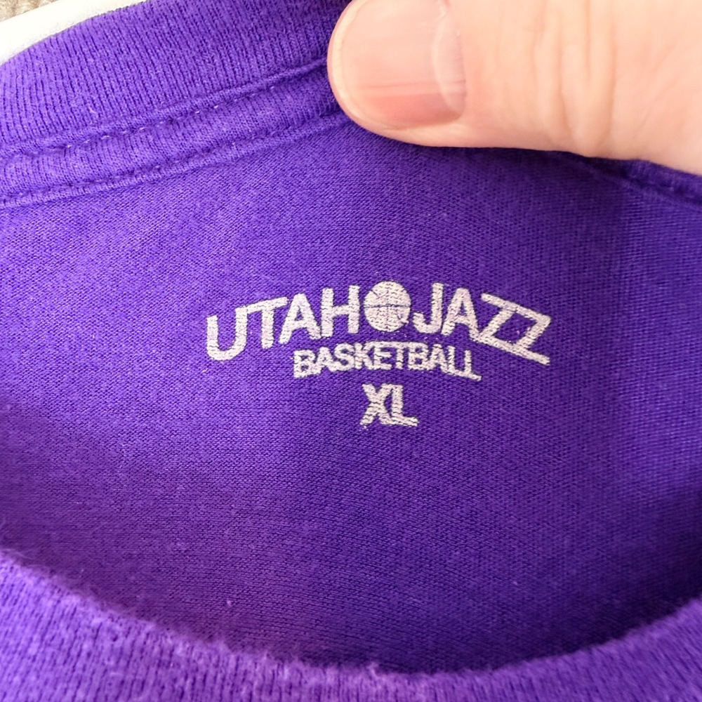 Utah Jazz Vintage Long Sleeve Shirt Purple Graphic Tee Mens XL NBA 1979 Est - Picture 2 of 12